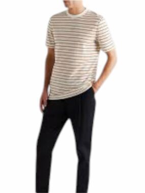 BOSS Hugo Boss Striped Cotton Linen Blend Jersey T-Shirt Men’s Medium